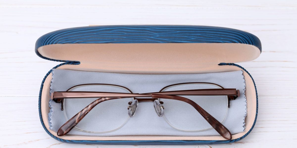 packing eyeglasses in a case for travel