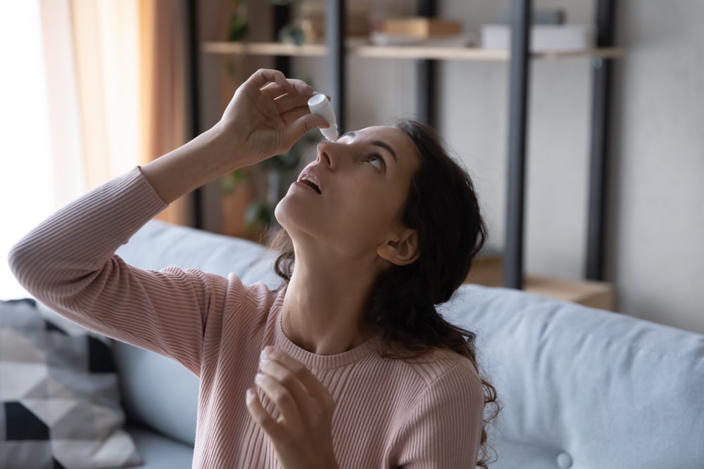 applying eye drops after sleeping with contacts in